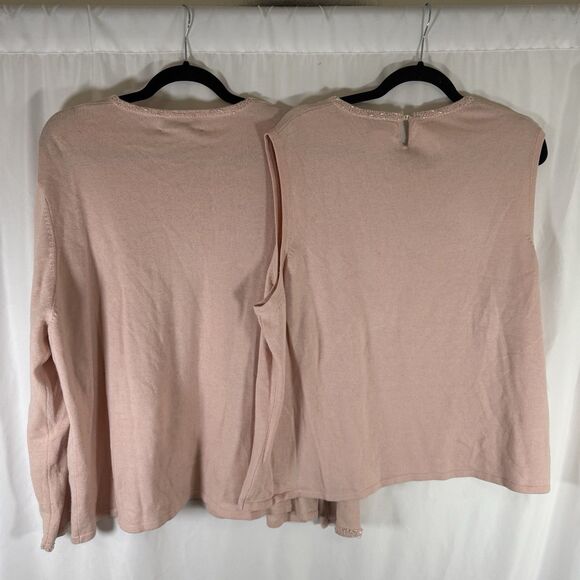 Pendleton Vest Jacket Set Women's 3X Pink Silk Cashmere Blend Round Neck Button - Picture 12 of 16